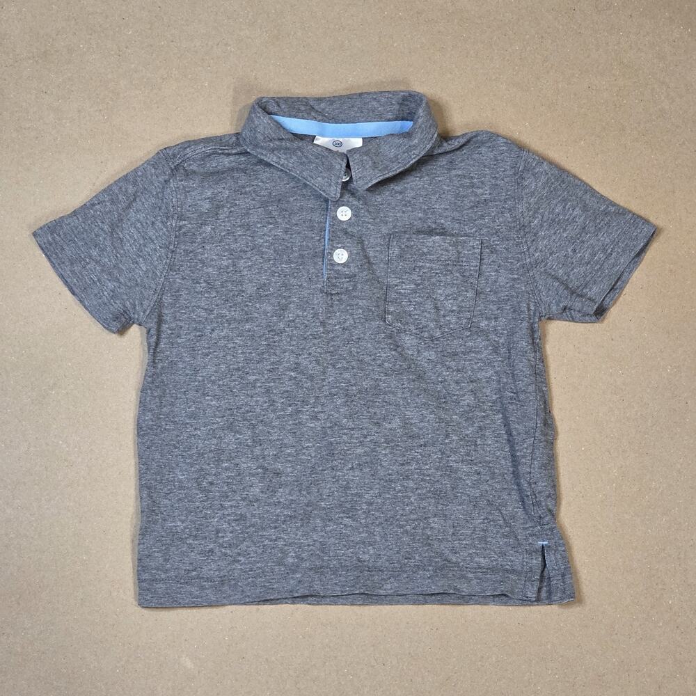 Hanna Andersson boys 100 4T grey short sleeve polo organic cotton shirt